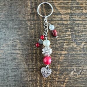 Heart Charm Beaded Keychain - NWOT